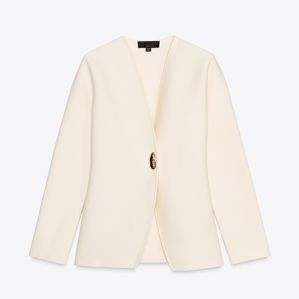 Zara Ivory Cardigan with Gold Button